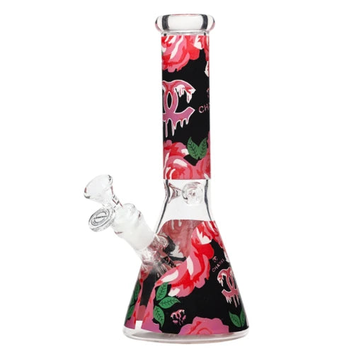Arsenal brand 10 inch beaker bong with pink decal 5mm thick glass