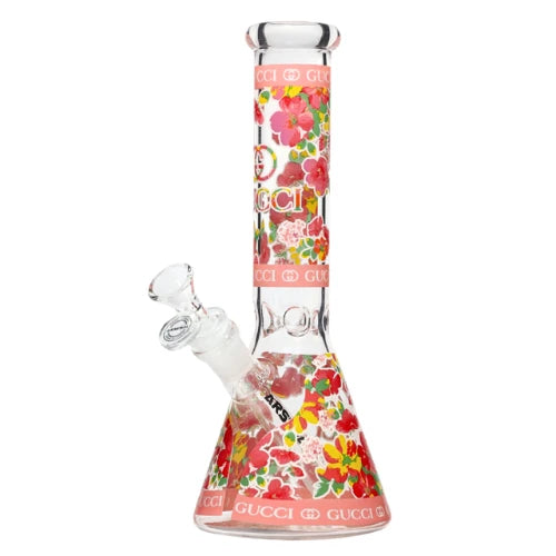Arsenal brand 10 inch beaker bong with flower decal 5mm thick glass