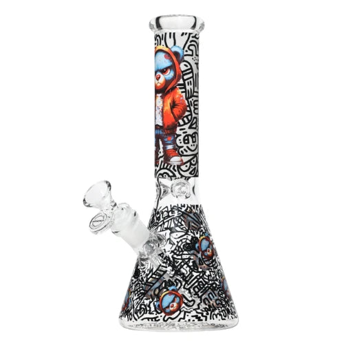 Arsenal - 10 Inch 5mm Street Bear Beaker Bong - Design 3 - Bongs Canada