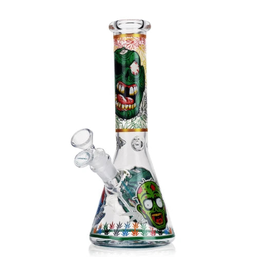 Arsenal - 10" Arsenal Glow in the Dark Zombie Beaker Bong - Design 4 - Bongs Canada