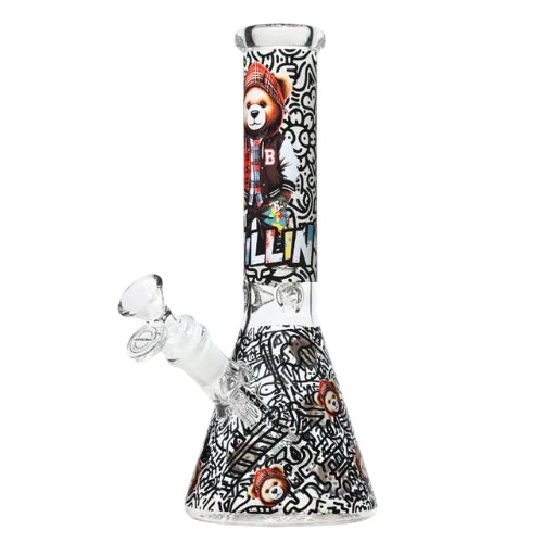 Arsenal - 10 Inch 5mm Street Bear Beaker Bong - Design 4 - Bongs Canada