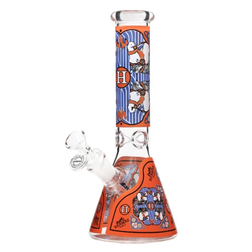 Arsenal brand 10 inch beaker bong with orange decal 5mm thick glass