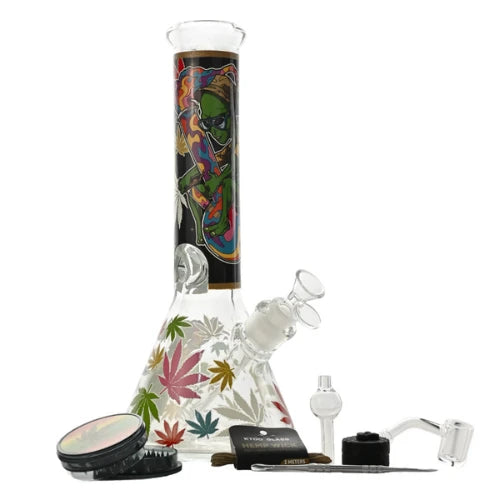 Arsenal Glass - 12” 5mm Crazy Alien Glass Bong 9-in-1 Dab Kit - Design A - Bongs Canada