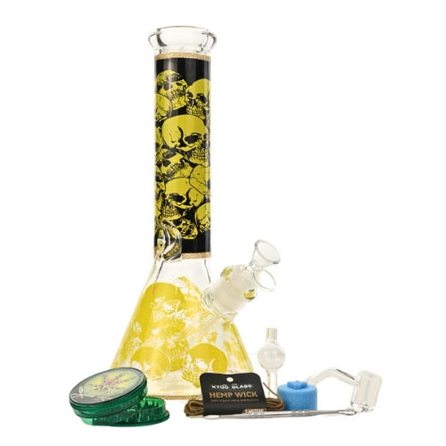 Arsenal Glass - 12” 5mm Skull Chamber Glass Bong 9-in-1 Dab Kit - Design B - Bongs Canada