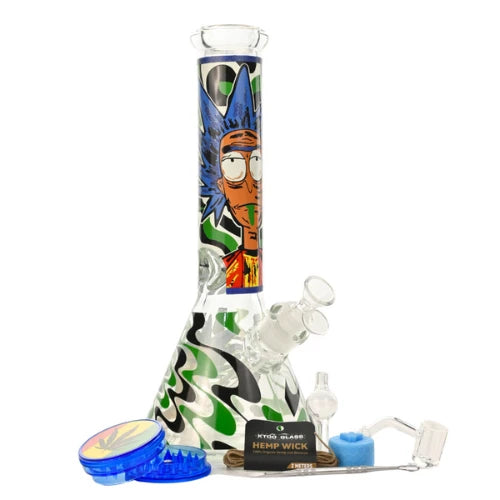 Arsenal Glass - 12” 5mm Toon Tripper Glass Bong 9-in-1 Dab Kit - Design B - Bongs Canada
