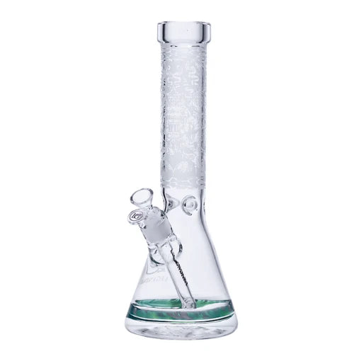 Legendary brand 14 Inch tall 5mm thick glass Etched Twist Beaker bong Design C
