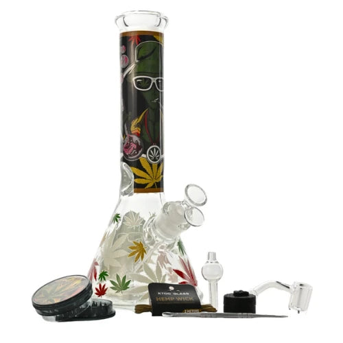 Arsenal Glass - 12” 5mm Crazy Alien Glass Bong 9-in-1 Dab Kit - Design D - Bongs Canada