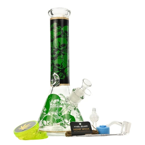 Arsenal Glass - 12” 5mm Skull Chamber Glass Bong 9-in-1 Dab Kit - Design D - Bongs Canada
