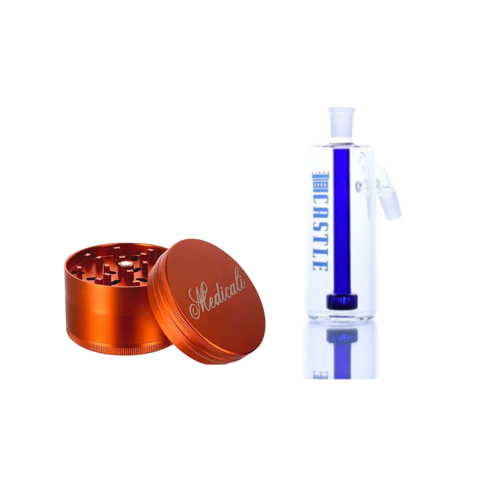 Medicali Grinder + Castle Glass Matrix Ash Catcher (14mm) Bundle