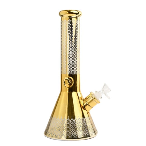 Infinity - 12” 7mm Infinity Loop Glass Bong - Gold - Bongs Canada