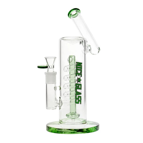 Nice Glass - 10.5” Spiral Percolator Bubbler - Green - Bongs Canada