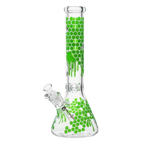 OG Original - 14" Glow-in-the-Dark Honeycomb Splash Beaker Bong - Green - Bongs Canada