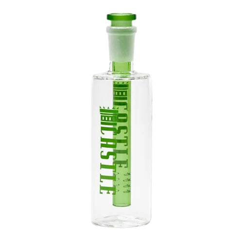 Castle Glassworks brand ash catcher with a green coloured pull out stem with 14mm joint