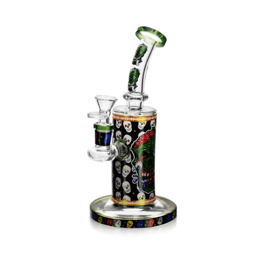 Arsenal Glass - 9" Angry Skull Glass Rig - Green - Bongs Canada