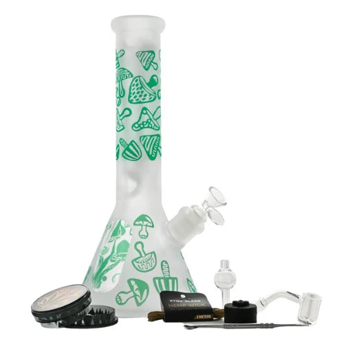 Arsenal Glass - 12” 5mm Fungi Forest Glass Bong 9-in-1 Dab Kit - Green - Bongs Canada