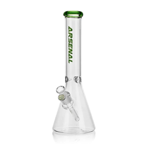 14" tall 5mm thick arsenal brand beaker bong in green