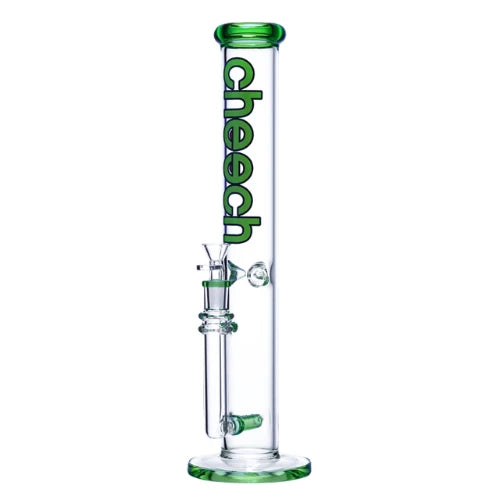 16" tall Green Cheech straight tube bong made with 5mm glass with inline percolator 