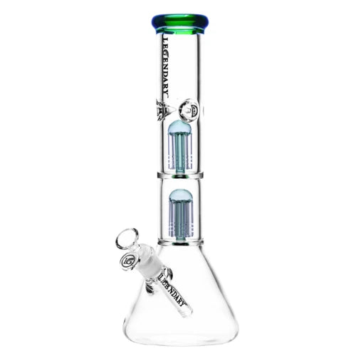 Legendary - 14 Inch Double Tree Perc Beaker Bong - Green - Bongs Canada