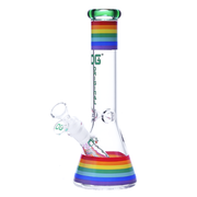 OG Original - 10 Inch 5mm Rainbow Stripe Beaker Bong - Green - Bongs Canada