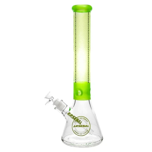 Arsenal Glass - 16” Patterned Colored Tube Bong - Green - Bongs Canada