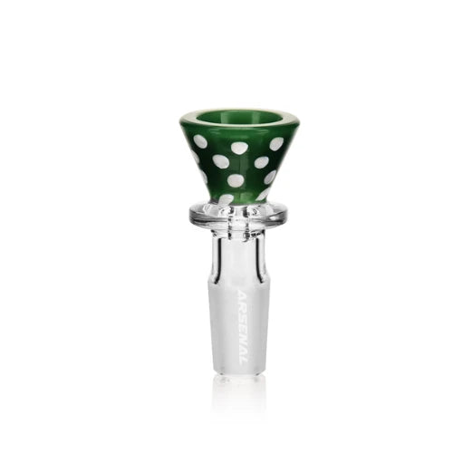 Green Arsenal Glass Playful Dots Bong Bowl 14mm - Bongs Canada