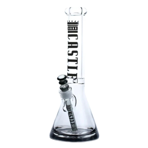 Castle - 14" 9mm Color Logo Castle Glass Bong - Grey - Bongs Canada