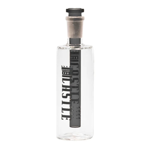 Castle Glassworks brand ash catcher with a black coloured pull out stem with 14mm joint