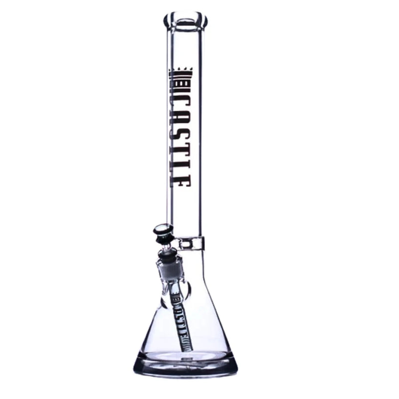 Castle - 18" 9mm Color Logo Castle Glass Bong - Grey - Bongs Canada