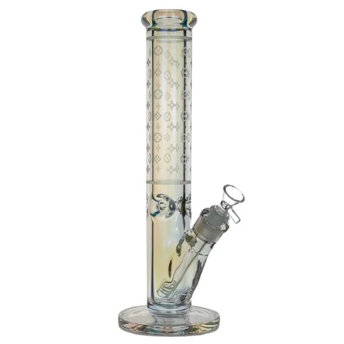 Arsenal Glass - 14” Luxe Patterned Straight Tube Bong - Iridescent - Bongs Canada