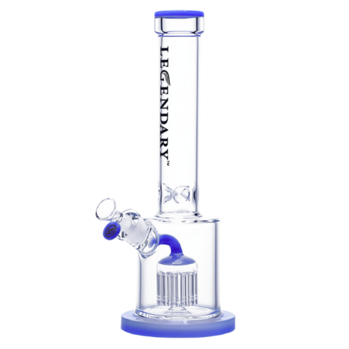 Legendary - 14.5 Inch Colored Barrel Perc Straight Tube Bong - Jade Blue - Bongs Canada