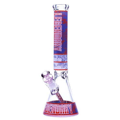 Legendary brand 16 Inch tall 9mm thick glass Colored Grid Beaker Bong in Decal