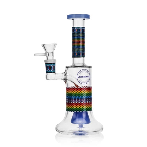 Arsenal Glass - 7.6" Rainbow Matrix Perc Bong - Milk Blue - Bongs Canada