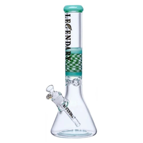 Legendary - 16 Inch 7mm Wig Wag Beaker - Milk Green - Bongs Canada