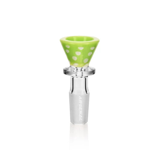 Milk Green Arsenal Glass Playful Dots Bong Bowl 14mm - Bongs Canada