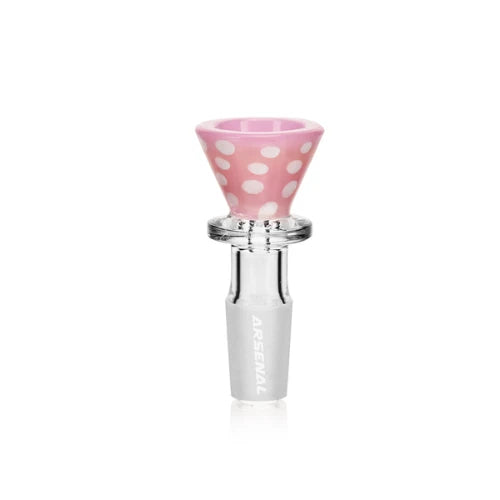 Milk Pink Arsenal Glass Playful Dots Bong Bowl 14mm - Bongs Canada