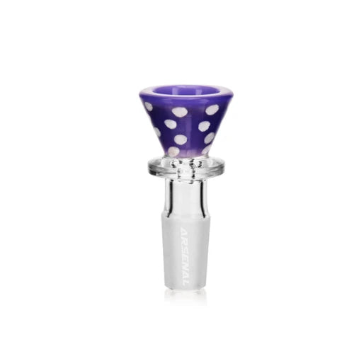 Milk Purple Arsenal Glass Playful Dots Bong Bowl 14mm - Bongs Canada