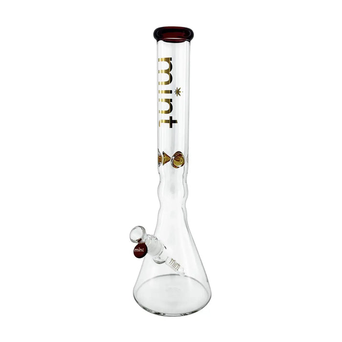18" Mint Glass Wavy Beaker Bong 7mm - Amber - Bongs Canada