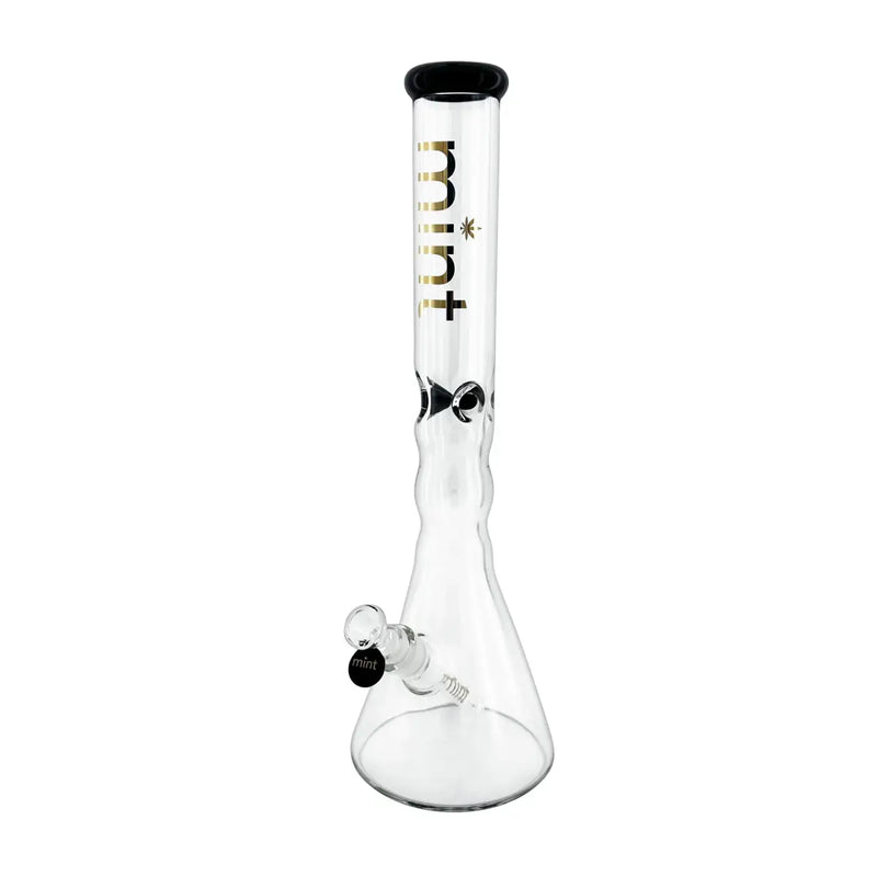 18" Mint Glass Wavy Beaker Bong 7mm - Black - Bongs Canada
