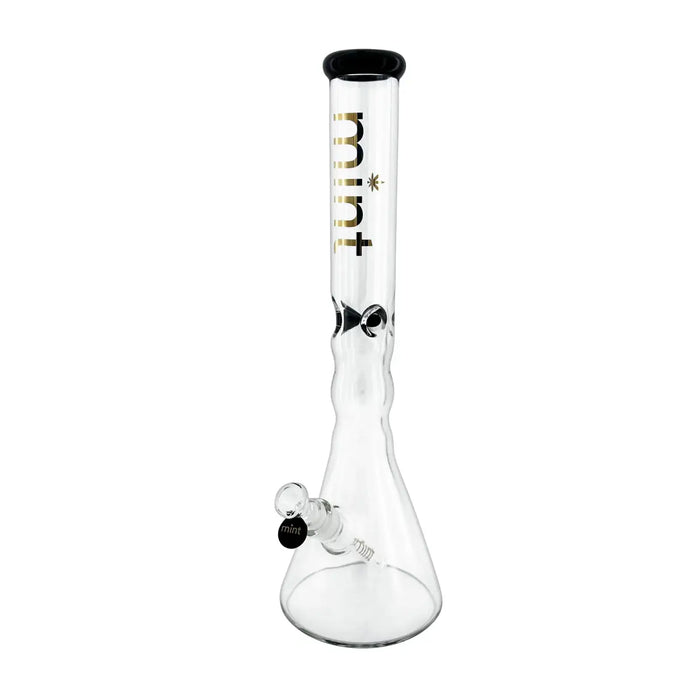 18" Mint Glass Wavy Beaker Bong 7mm - Black - Bongs Canada
