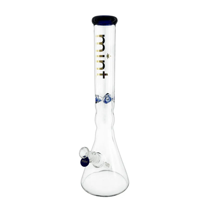 18" Mint Glass Wavy Beaker Bong 7mm - Blue - Bongs Canada