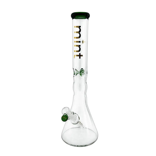 18" Mint Glass Wavy Beaker Bong 7mm - Green - Bongs Canada