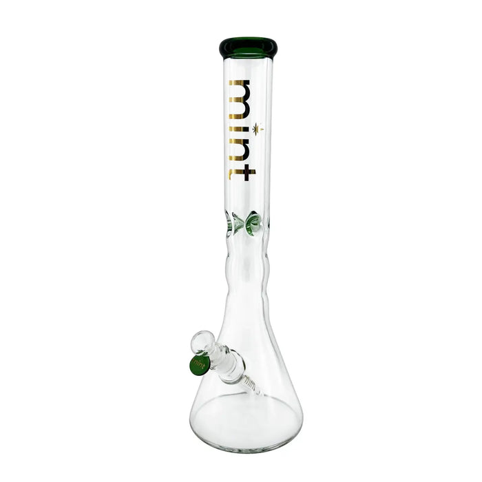 18" Mint Glass Wavy Beaker Bong 7mm - Green - Bongs Canada
