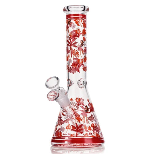Arsenal - 10" Arsenal Floral Bliss Beaker Bong - Orange - Bongs Canada