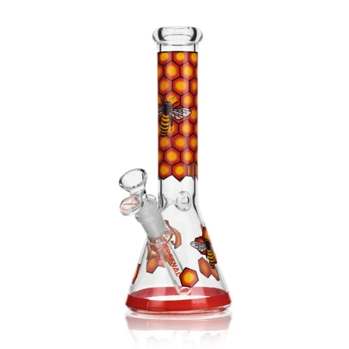 Arsenal - 10" Arsenal Honeycomb Buzz Beaker Bong - Orange - Bongs Canada