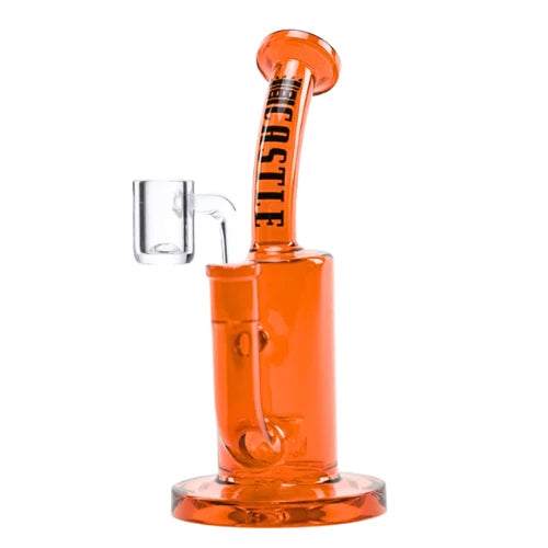 Castle brand 8.5 inch tall full colour orange dab rig including banger