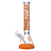 Legendary glass 16 Inch tall 7mm thick glass Floral Mist Beaker Bong in Orange Floral Decal