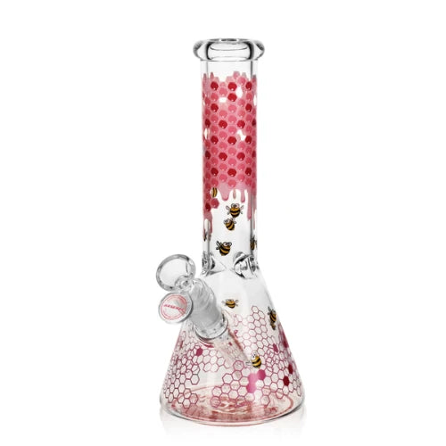 Arsenal Glass - 10" 5mm Nectar Bee Glass Bong - Pink - Bongs Canada