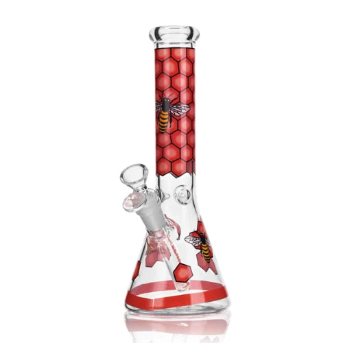 Arsenal - 10" Arsenal Honeycomb Buzz Beaker Bong - Pink - Bongs Canada