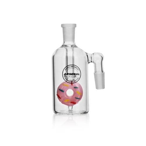 Arsenal Glass - 14mm 90 Degree Donut Perc Ash Catcher - Pink - Bongs Canada