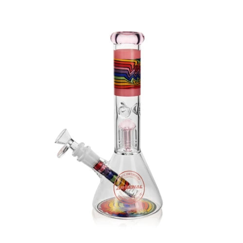 Arsenal Glass - 9.8" Rainbow Thunder Percolator Bong - Pink - Bongs Canada